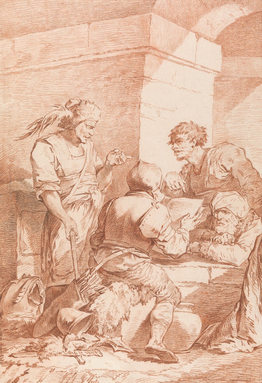 Corps de Garde (Barbaren Verslagen door een Boek) door Philippe Jacques de Loutherbourg
