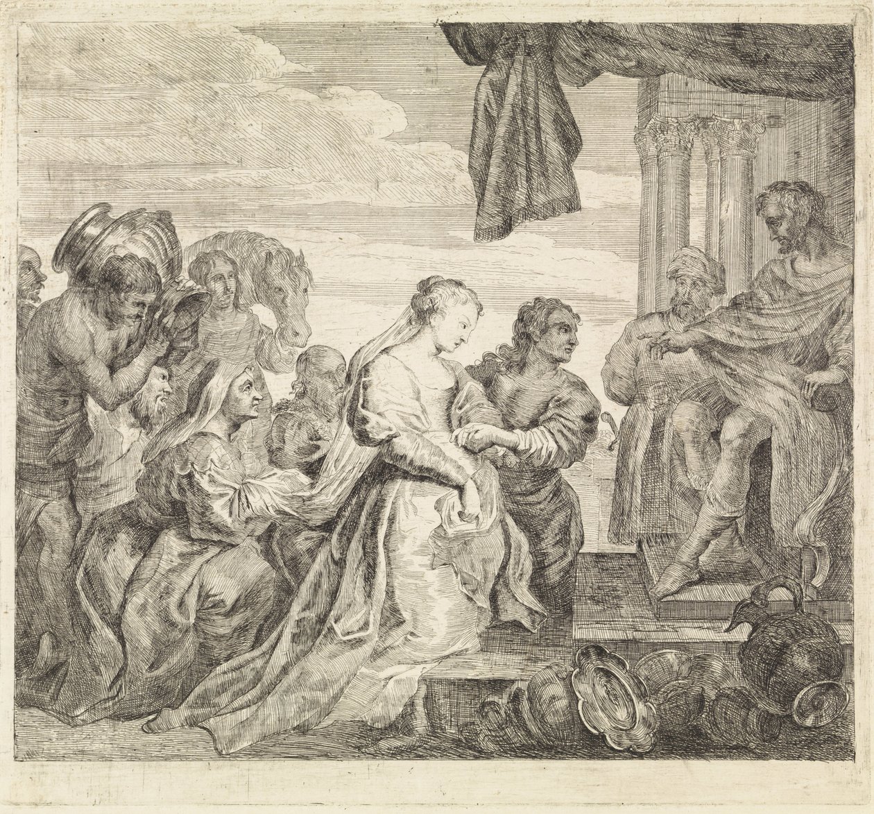 Bezoek van de koningin van Seba door Philippe Lambert Joseph Spruyt