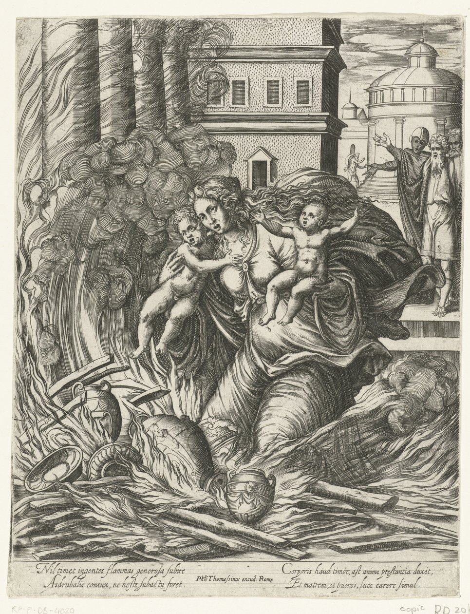 De vrouw van Asdrubal stort zich in de brandende tempel door Philippe Thomassin (possibly)