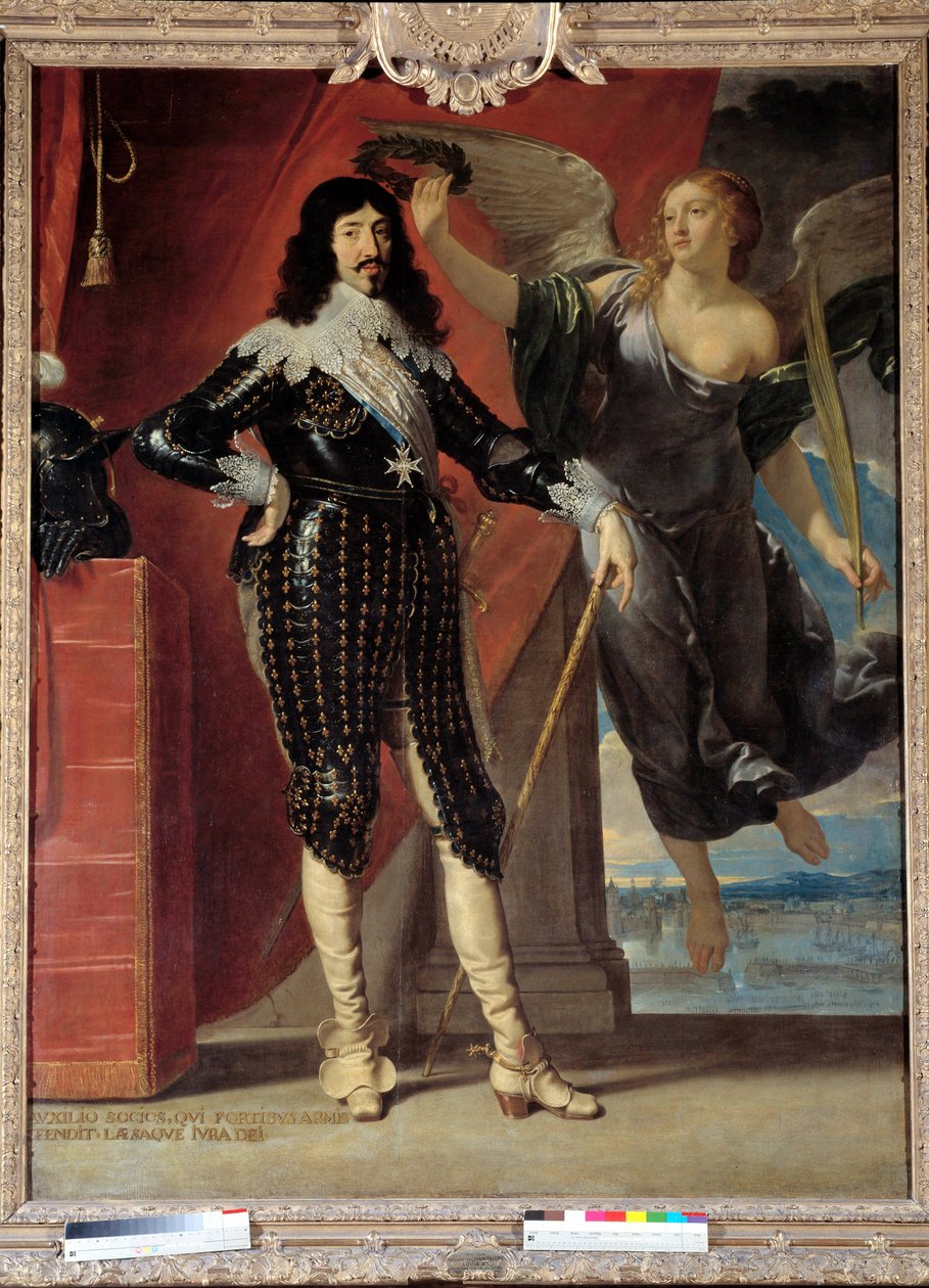 Portret van Lodewijk XIII (1601-1643) gekroond door Overwinning door Philippe de Champaigne