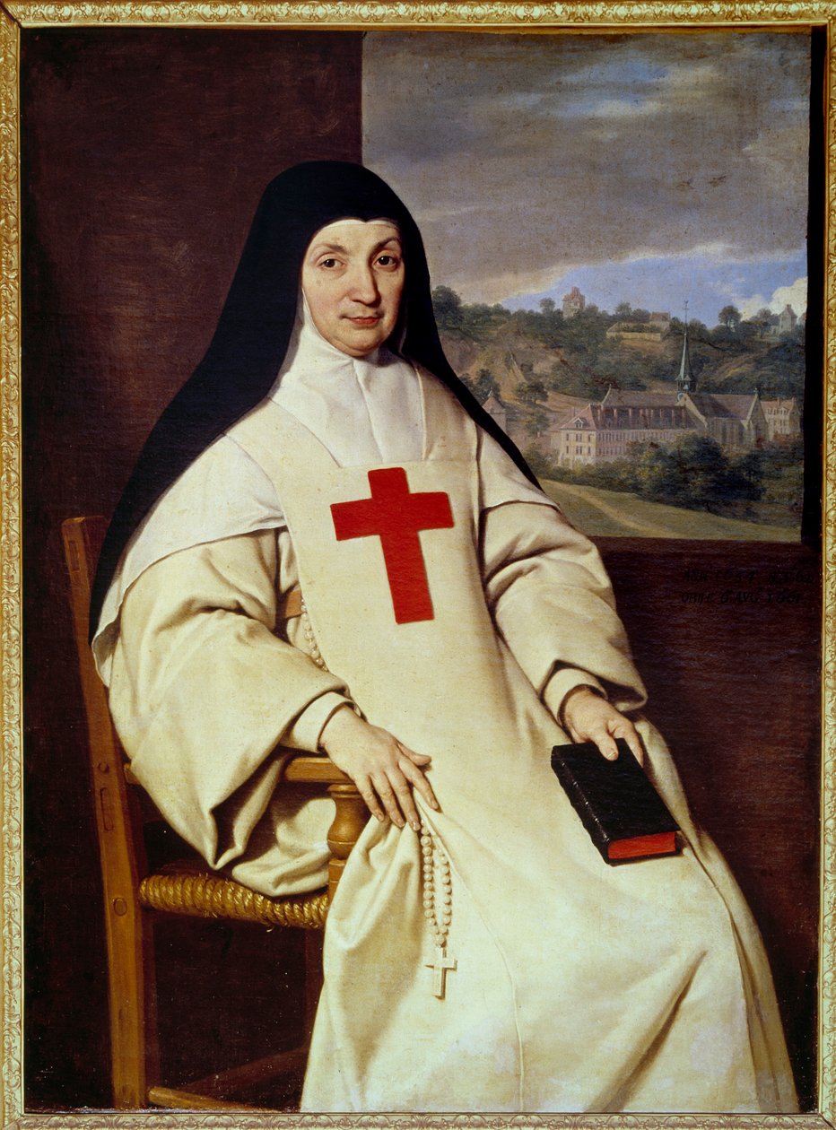 Portret van Moeder Angelique Arnauld Jacqueline Marie Arnauld genaamd Angelique Arnauld (1591-1661), abdis van Port Royal des Champs, figuur van het Franse Jansenisme door Philippe de Champaigne