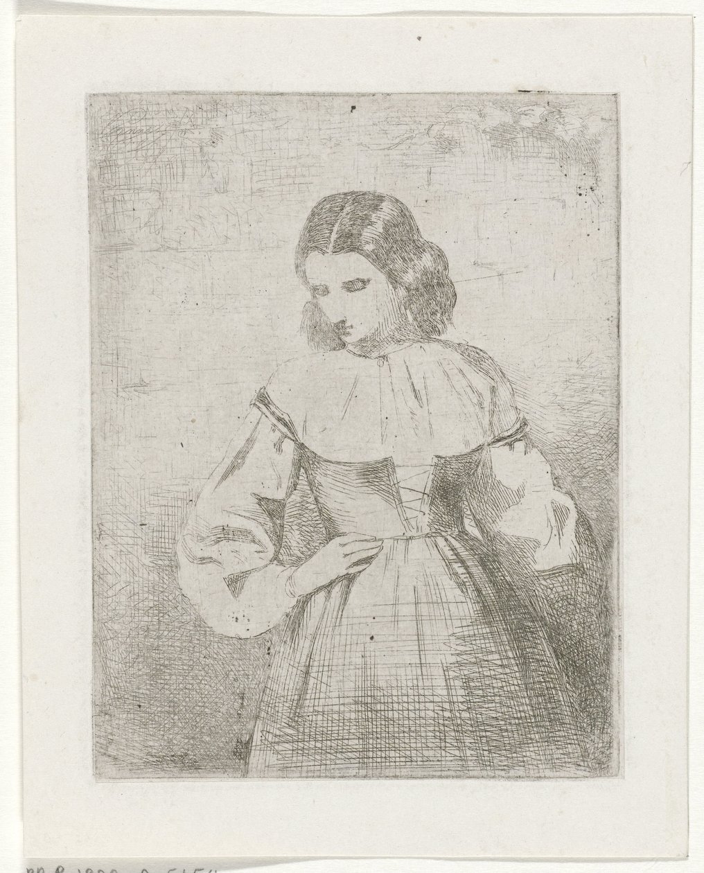 Portret van een jonge vrouw door Philippus Anthonius Alexander Kanne