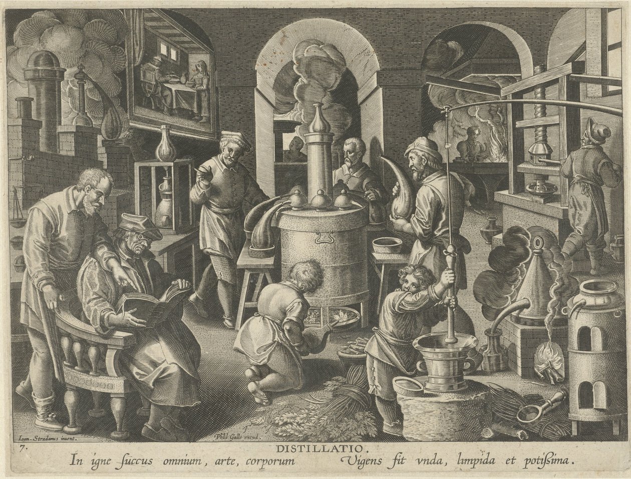 Distillatie door Philips Galle (attributed to workshop of)