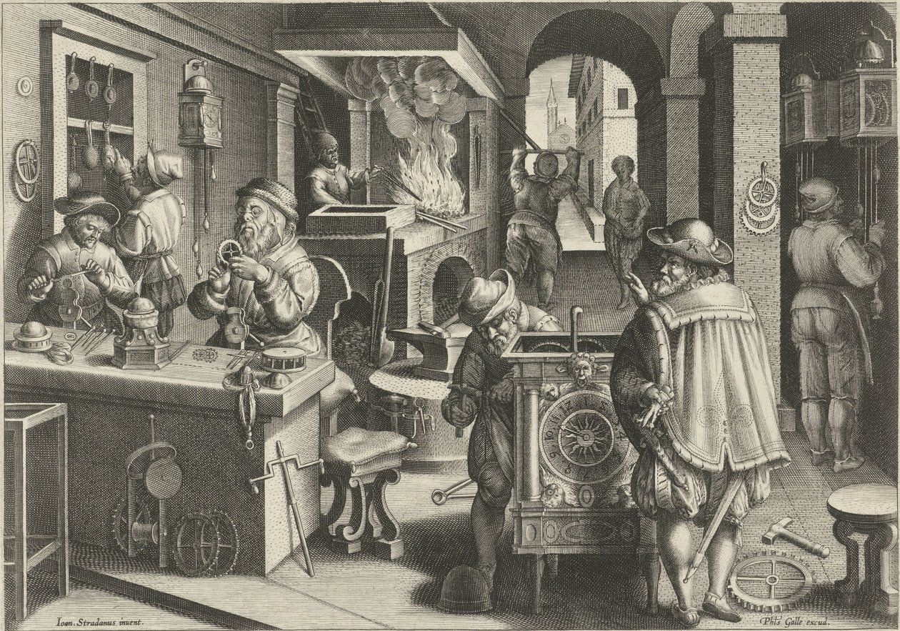 Klokkenmakers door Philips Galle (attributed to workshop of)