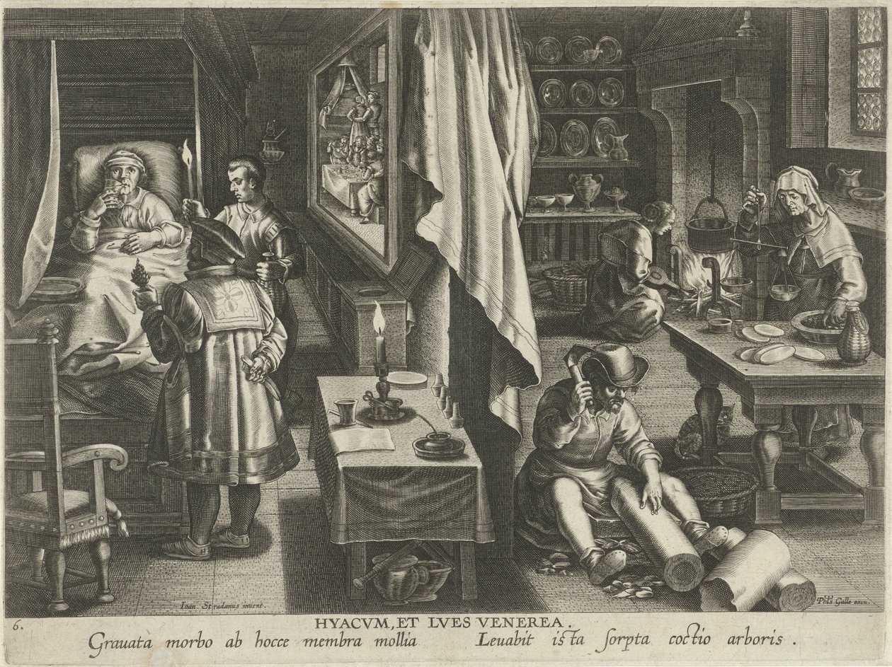 Medicijn tegen Syfilis door Philips Galle (attributed to workshop of)
