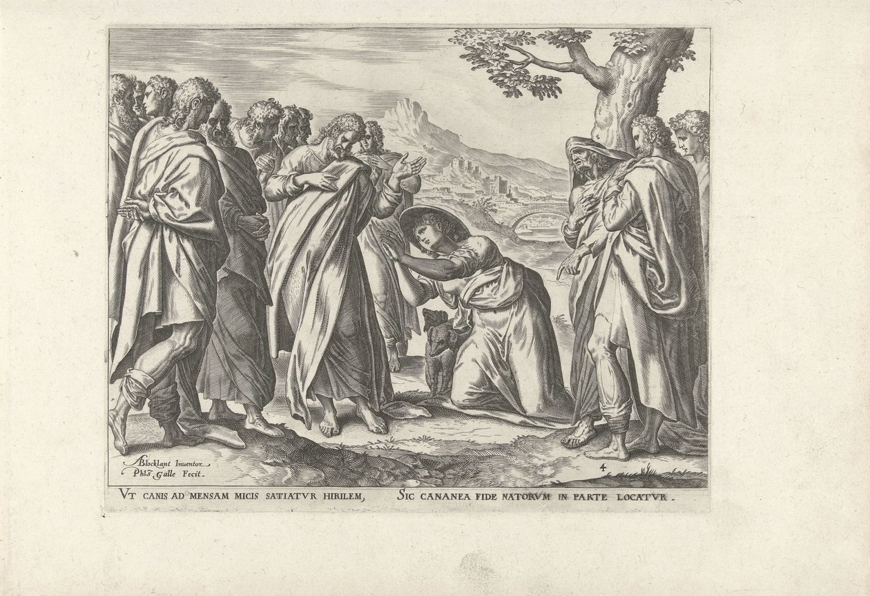 Christus en de Kanaänitische vrouw door Philips Galle