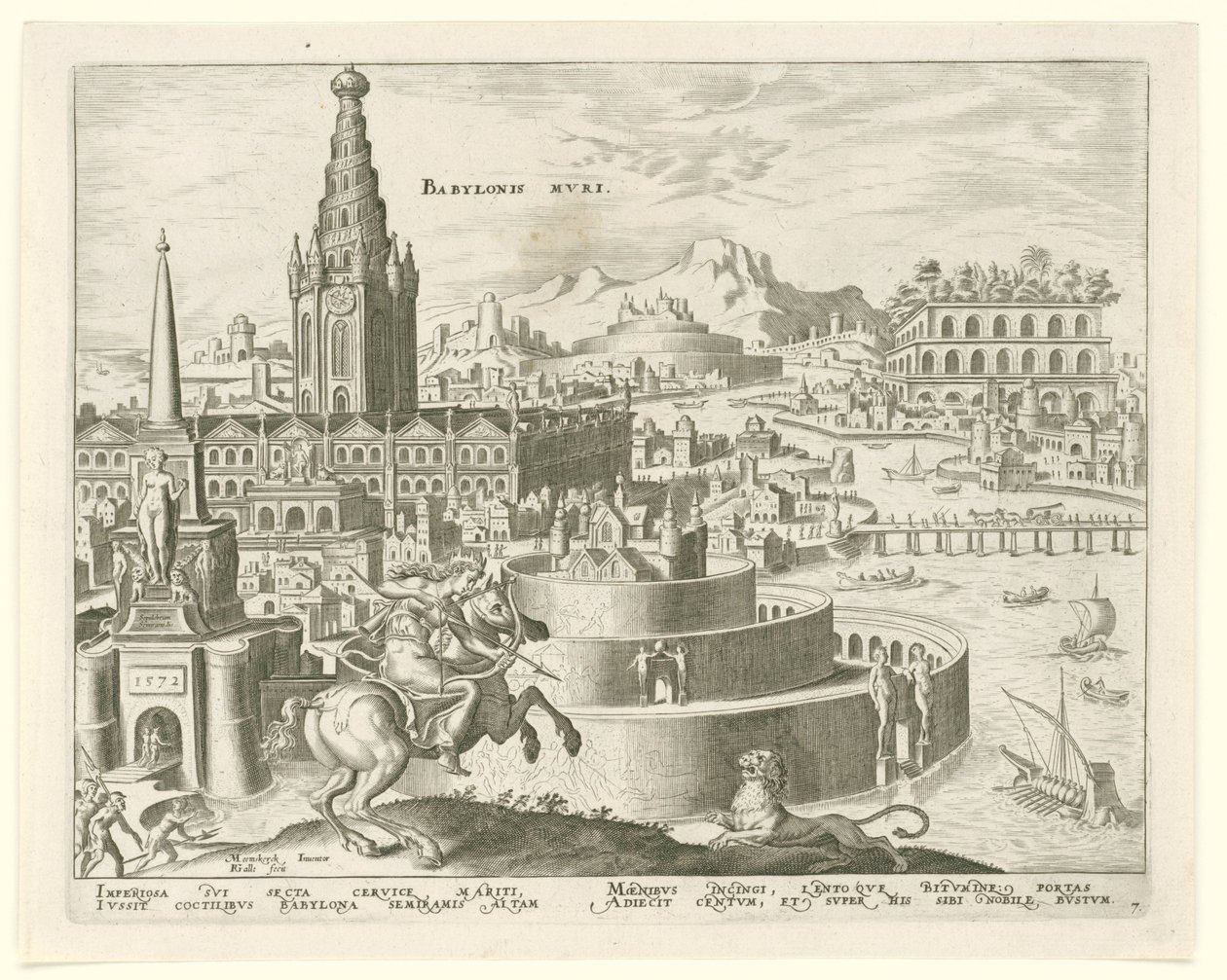 Muren van Babylon door Philips Galle