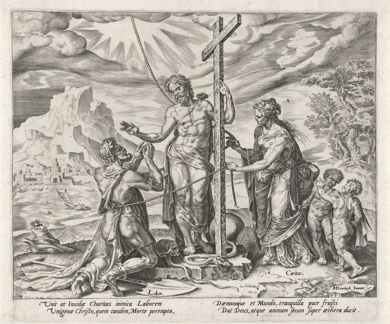 Na de dood wordt arbeid beloond met de liefde van Christus door Philips Galle