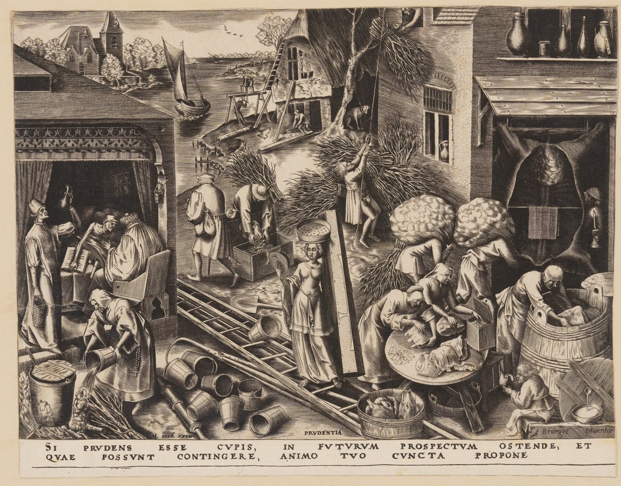 Voorzichtigheid, uit De Zeven Deugden door Philips Galle