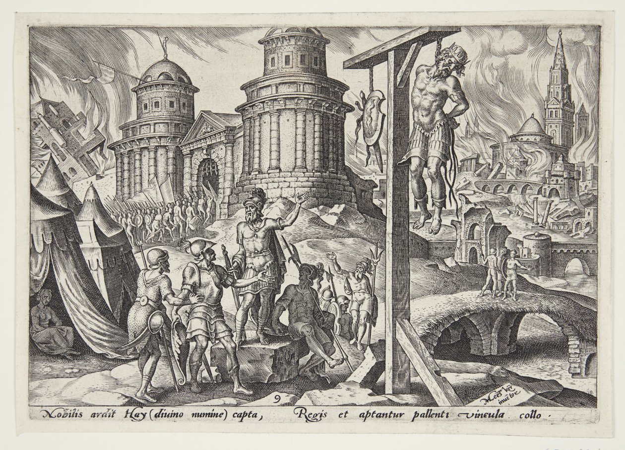 De koning van Ai opgehangen door Philips Galle