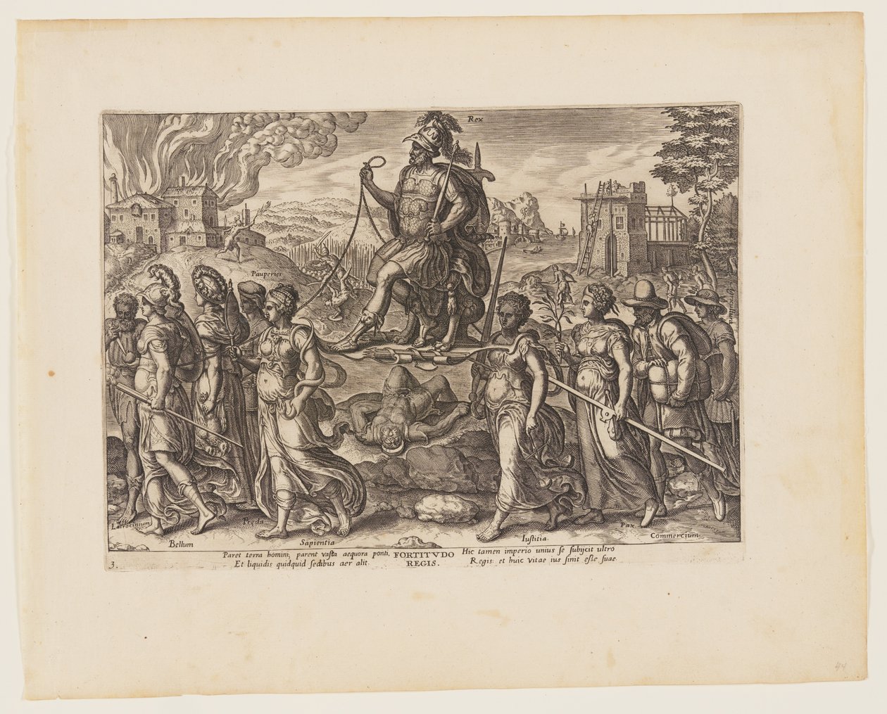 De macht van de koning [3 Esdras 4:3-8], uit De vier sterkste machten door Philips Galle