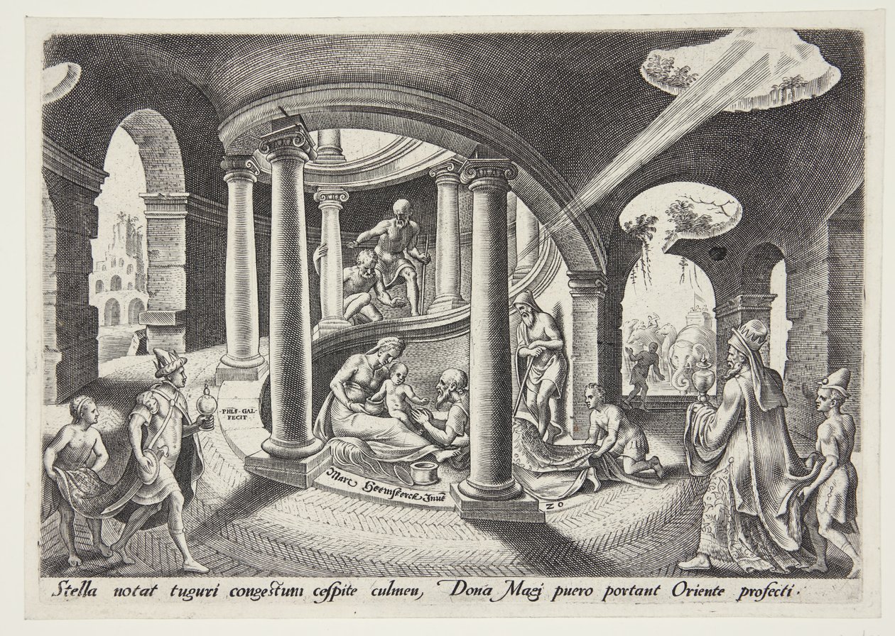 De aanbidding der wijzen door Philips Galle
