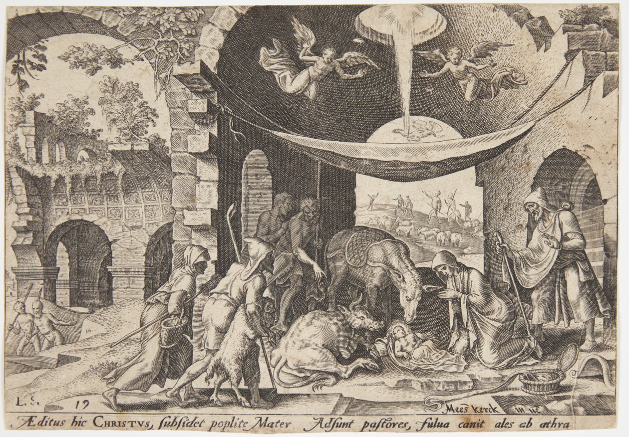 De aanbidding van de herders door Philips Galle