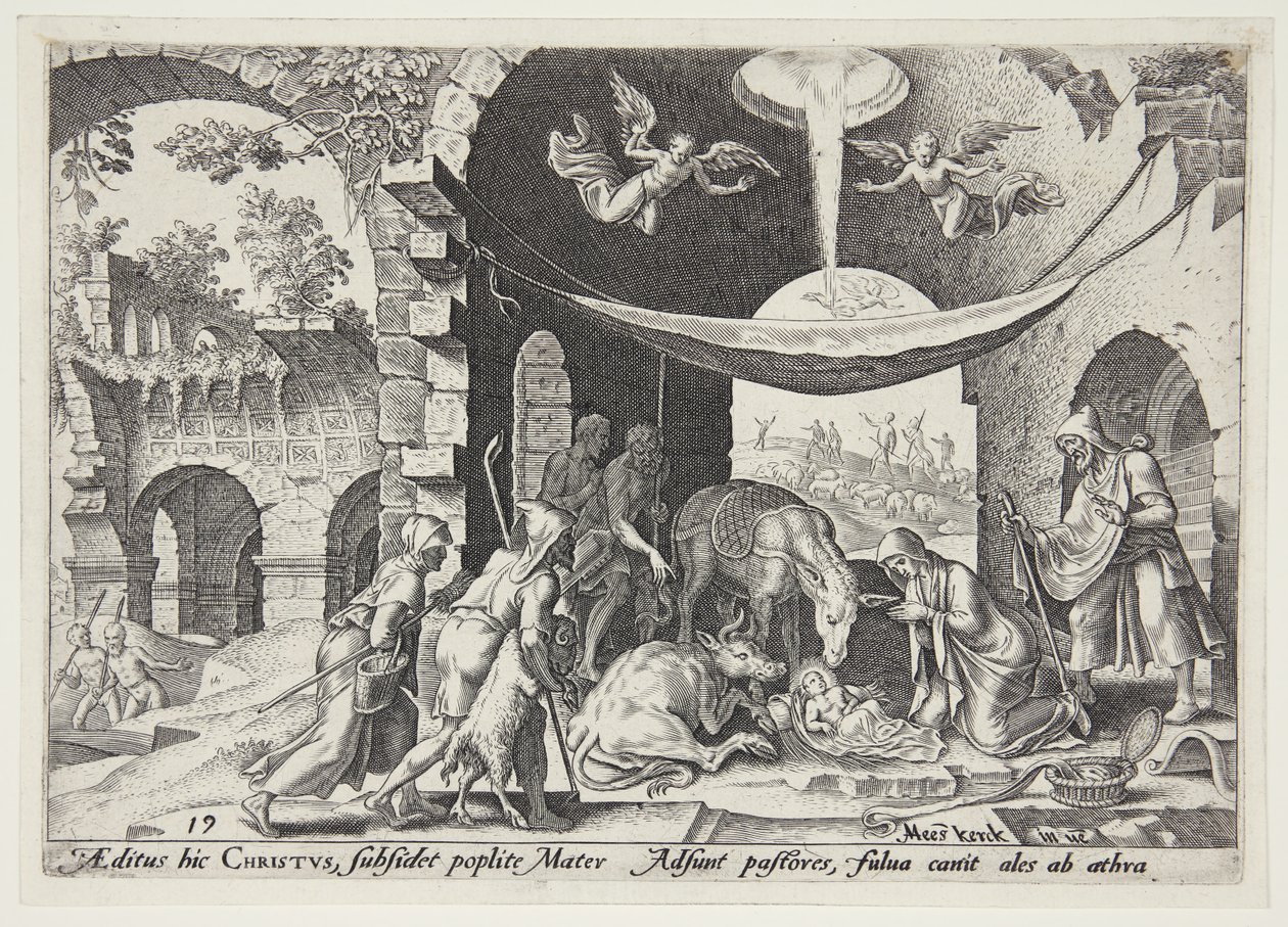 De aanbidding van de herders door Philips Galle
