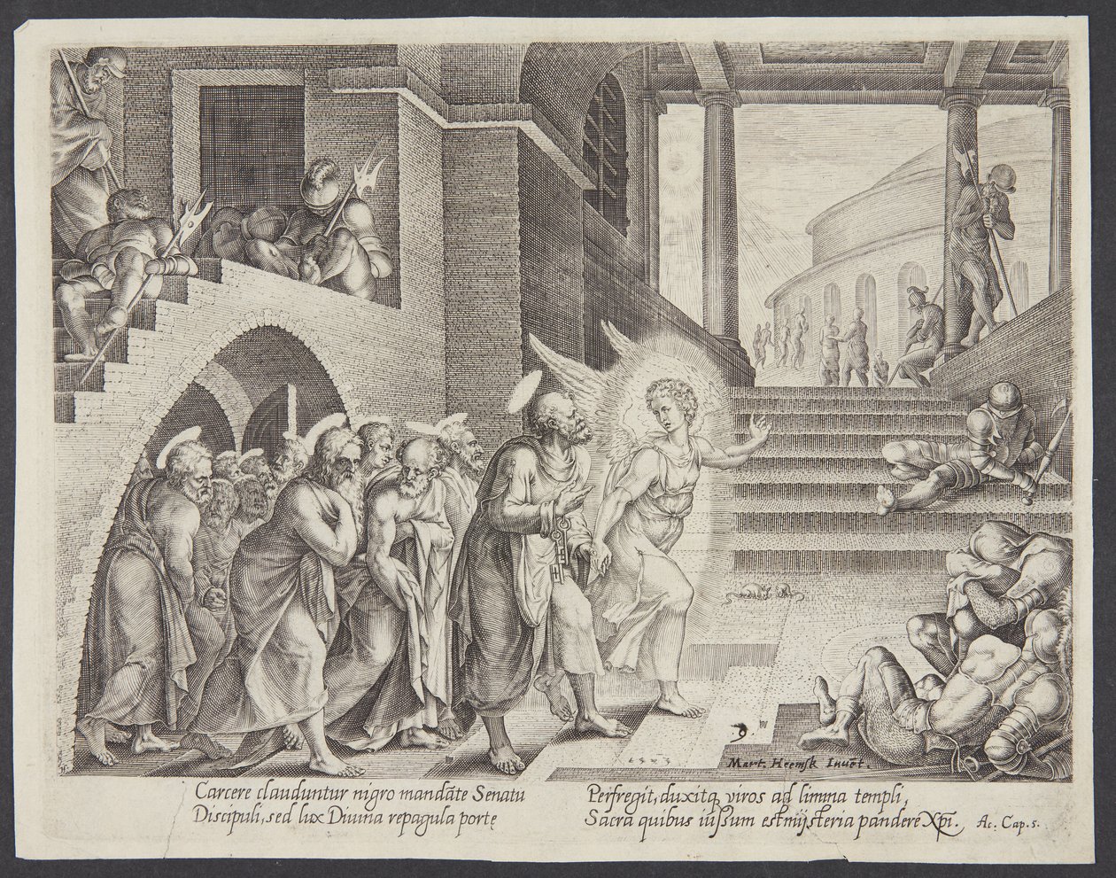 De Engel die de Apostelen uit de Gevangenis Bevrijdt door Philips Galle