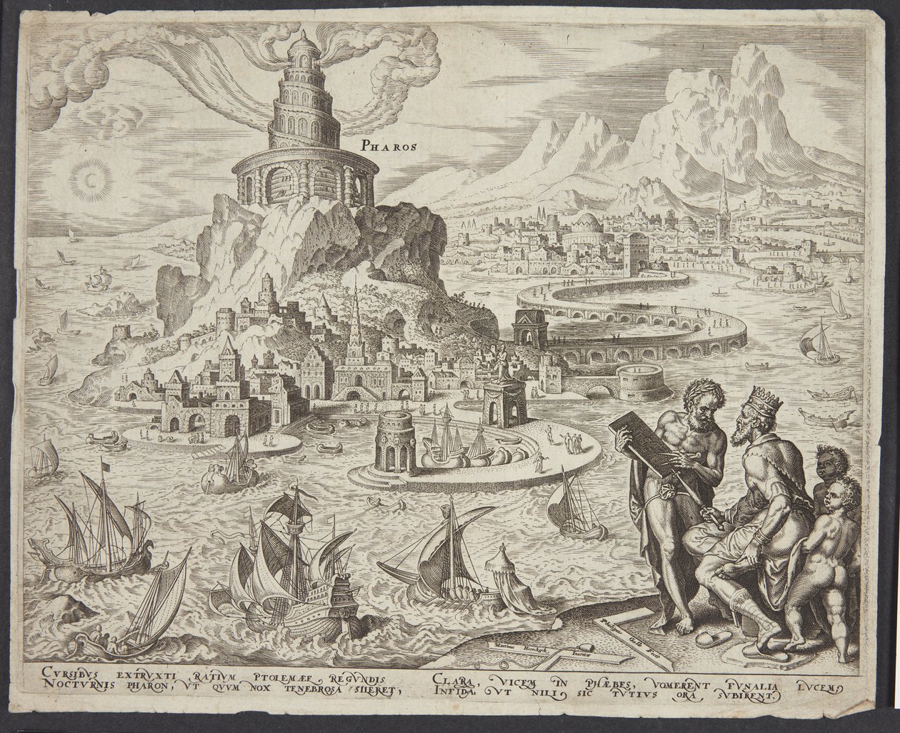 De vuurtoren van Alexandrië door Philips Galle