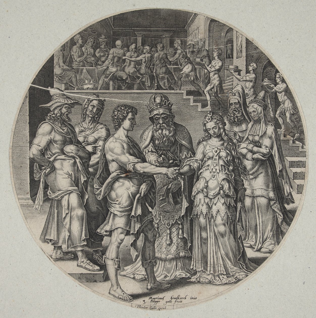 De bruiloft van Samson en de Filistijnse vrouw door Philips Galle