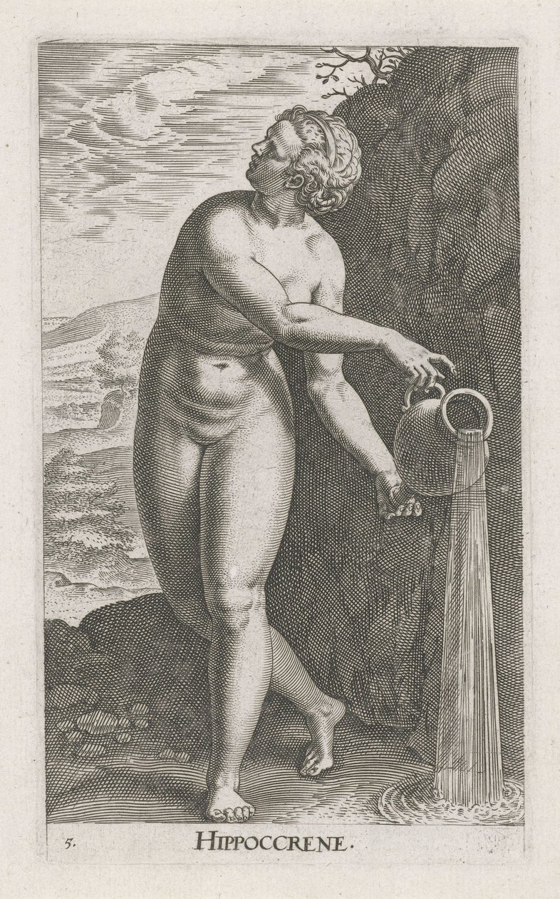 Waternimf Hippoccrene (Stroom- en waternimfen) door Philips Galle