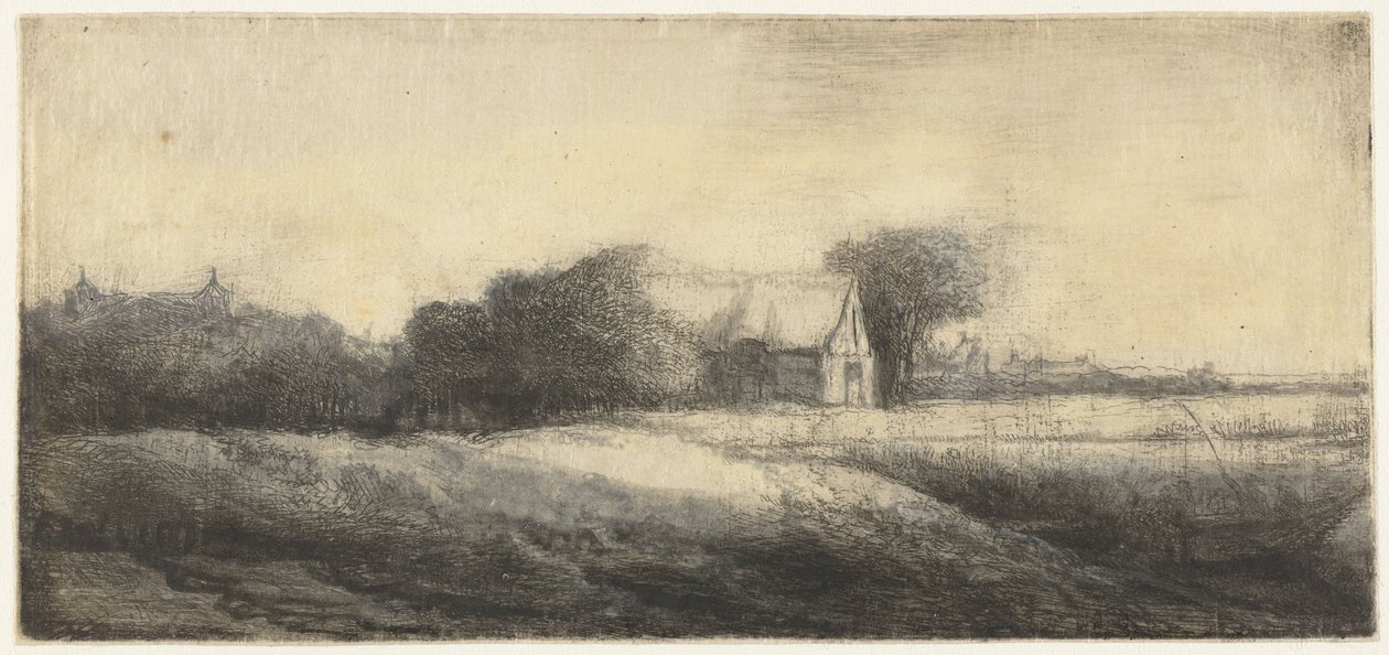 Landschap met een hengelaar in een boot door Philips Koninck (attributed to)