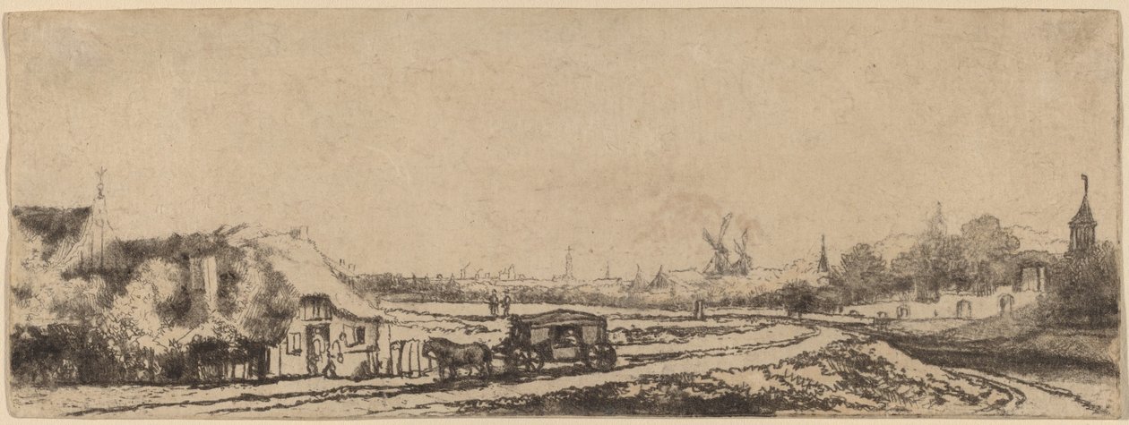 Landschap met een Koets door Philips Koninck