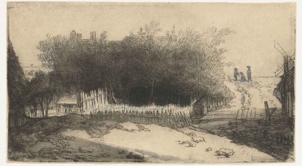 Landschap met een wit hek door Philips Koninck