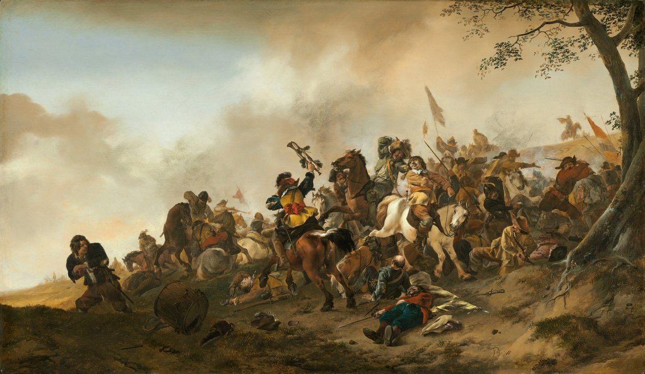 Gevechtsscène door Philips Wouwerman