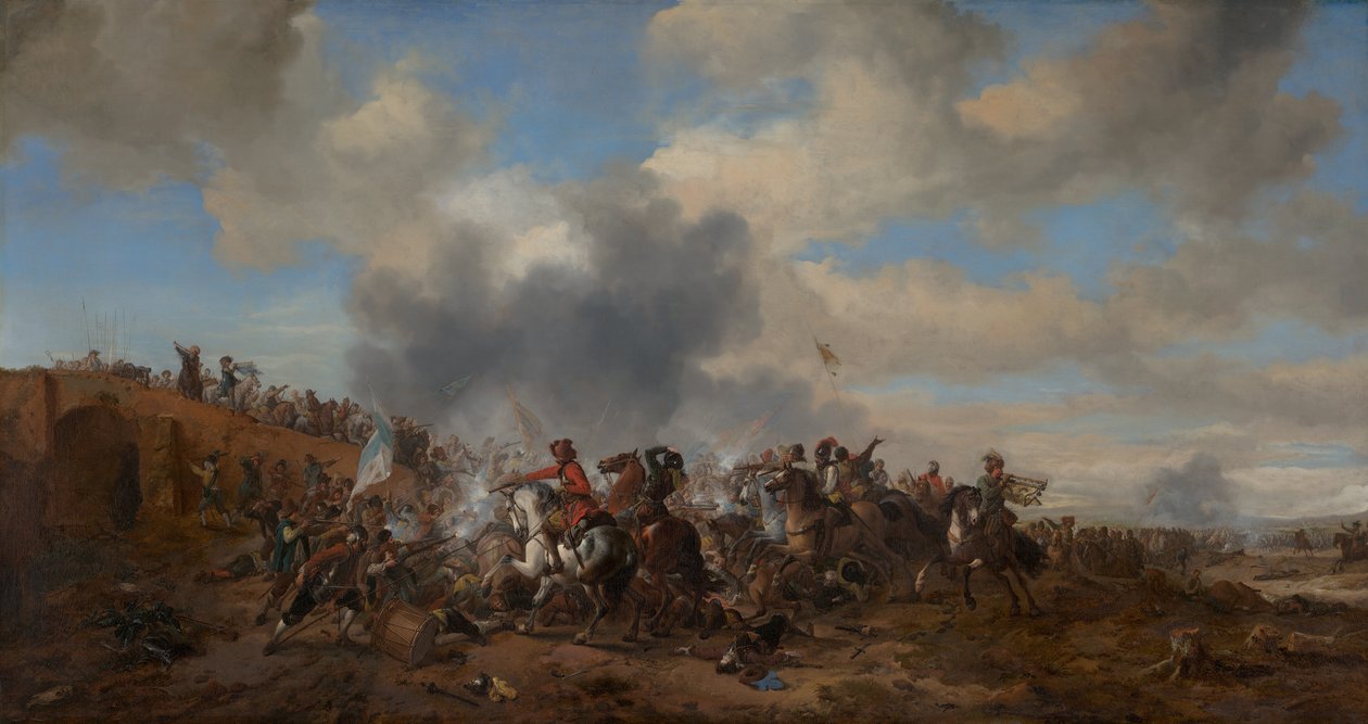 Slagveldscène door Philips Wouwerman