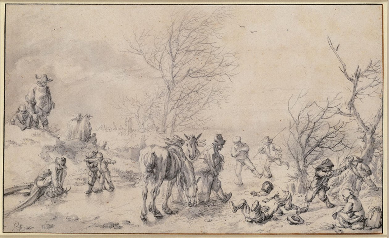 IJsvermaak door Philips Wouwerman
