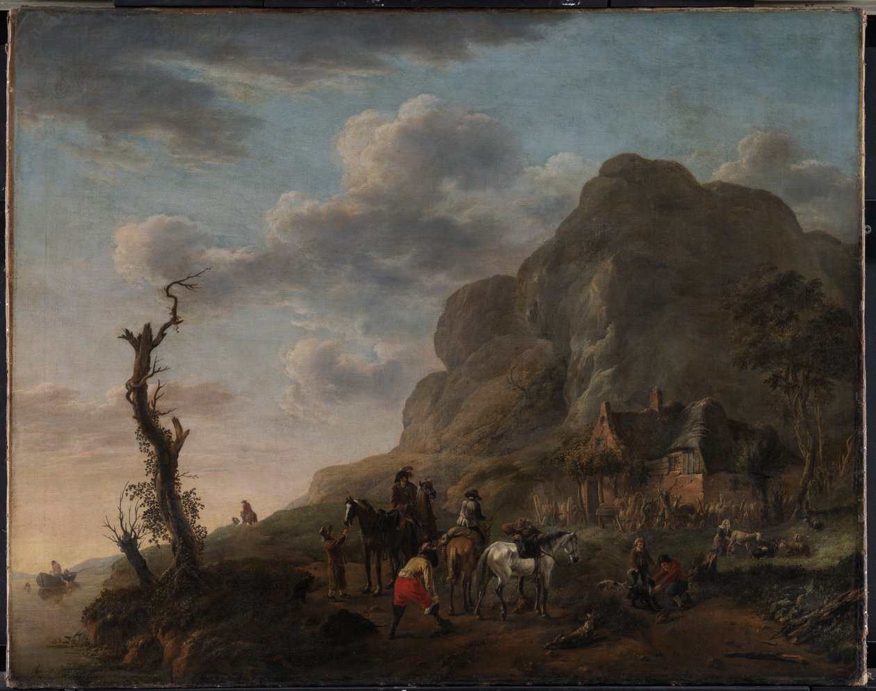 Landschap met rustende ruiters door Philips Wouwerman