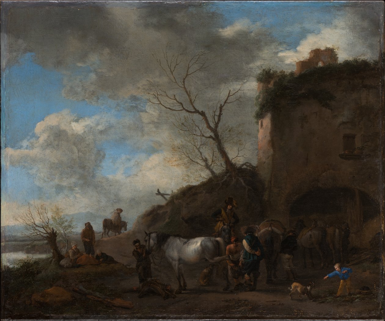 Ruiters bij een smid door Philips Wouwerman