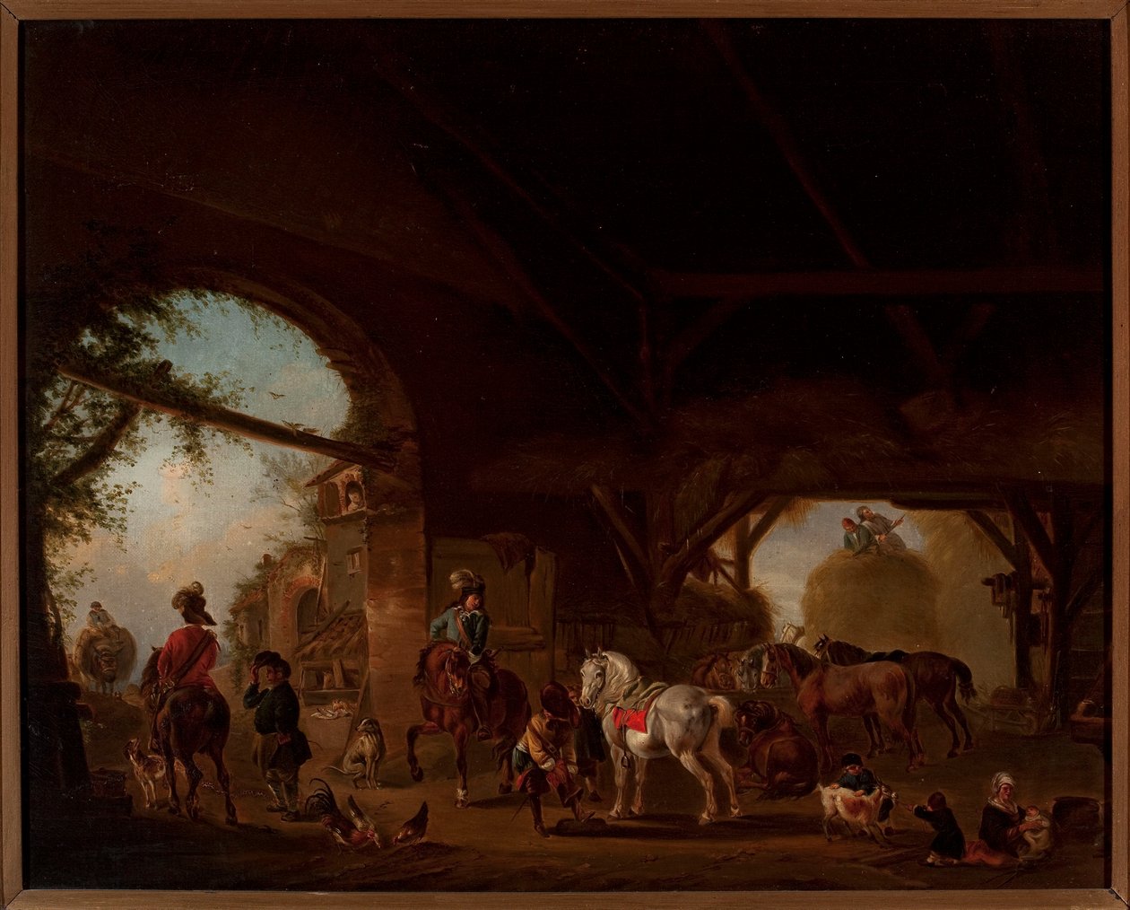 Genrescène op een boerderij door Philips Wouwerman