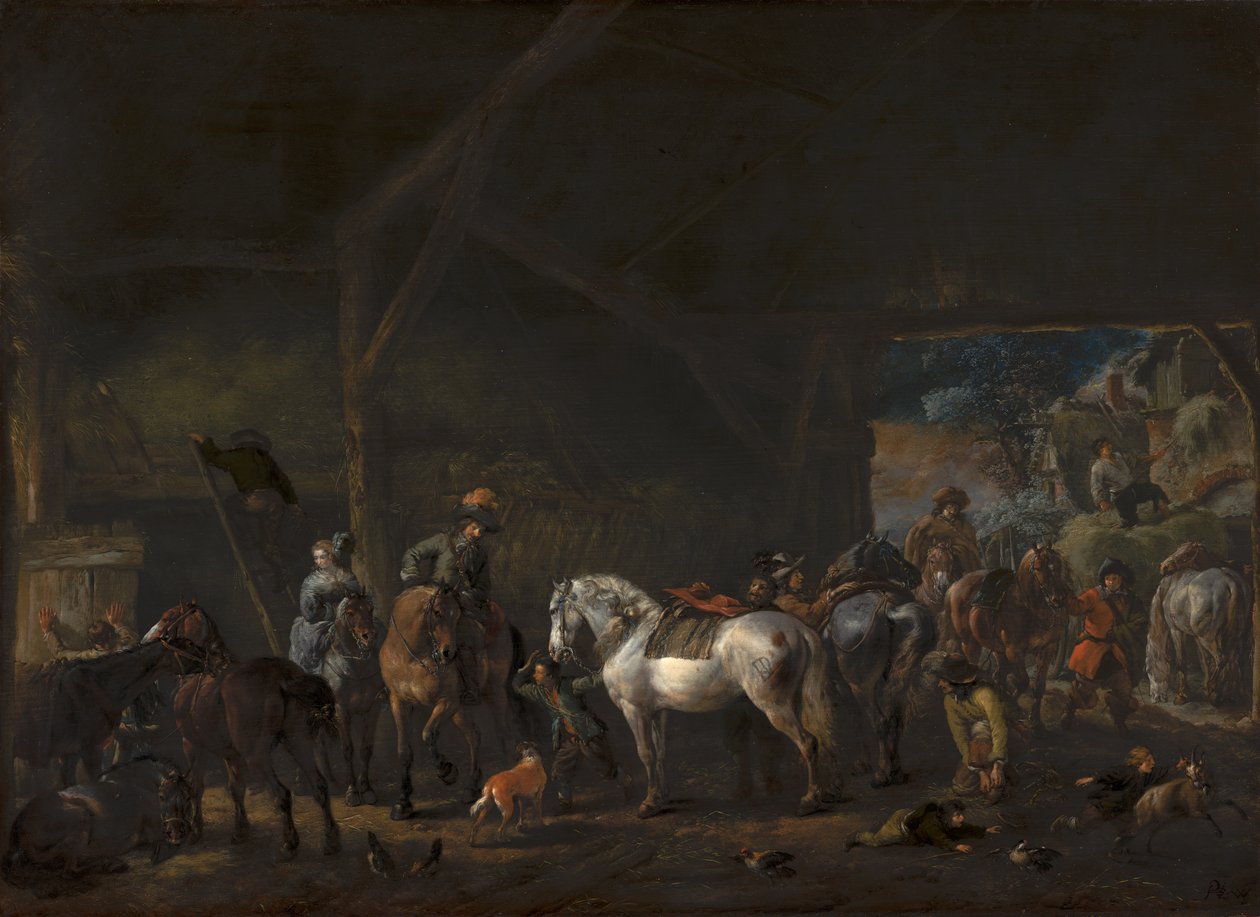 ‘Het vertrek uit de stal’ door Philips Wouwerman