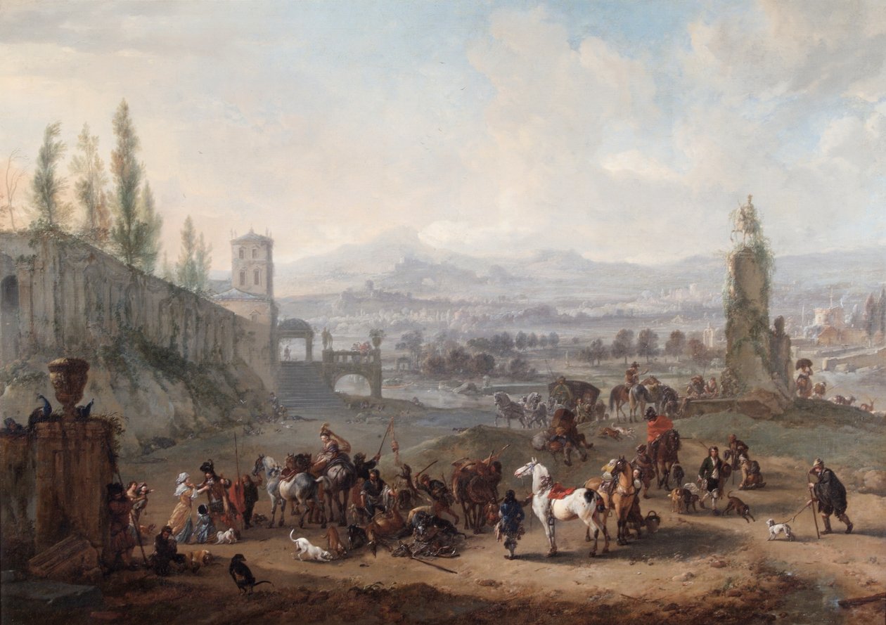 De terugkeer van de jacht, na ca. 1650 door Philips Wouwermans or Wouwerman