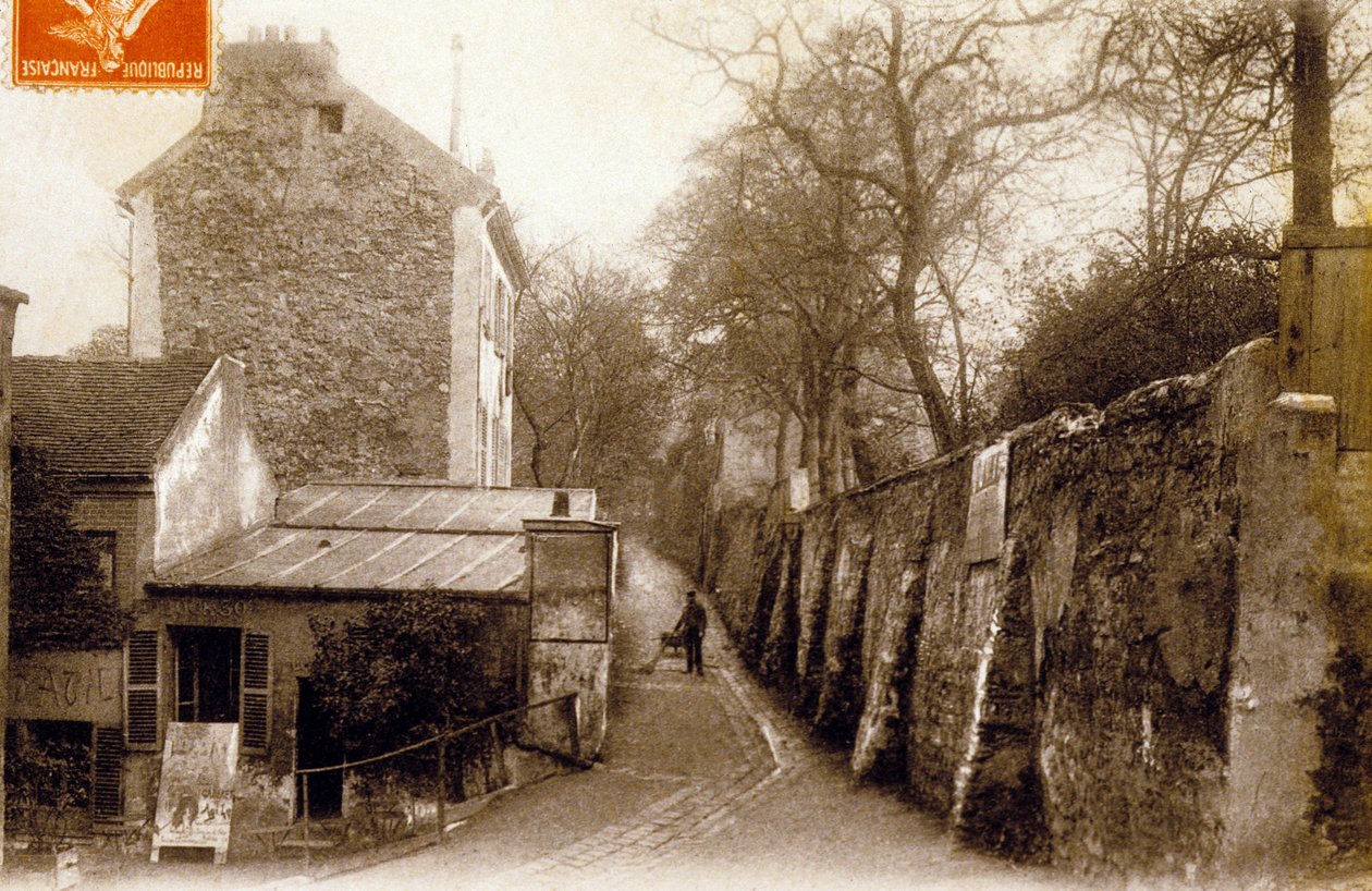 St Vincentstraat, Montmartre, Parijs, ca. 1900 door Photographer French