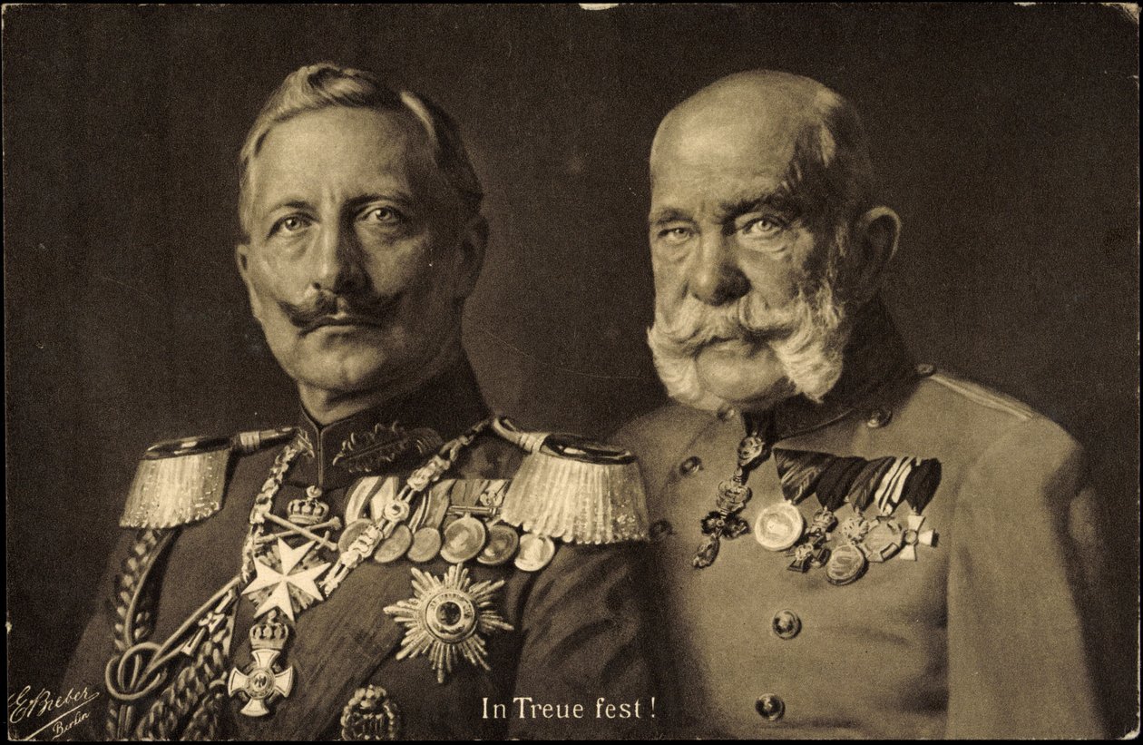 Kaiser Wilhelm II van Pruisen met Keizer Franz Josef I van Oostenrijk, loyaliteit door Photographer German