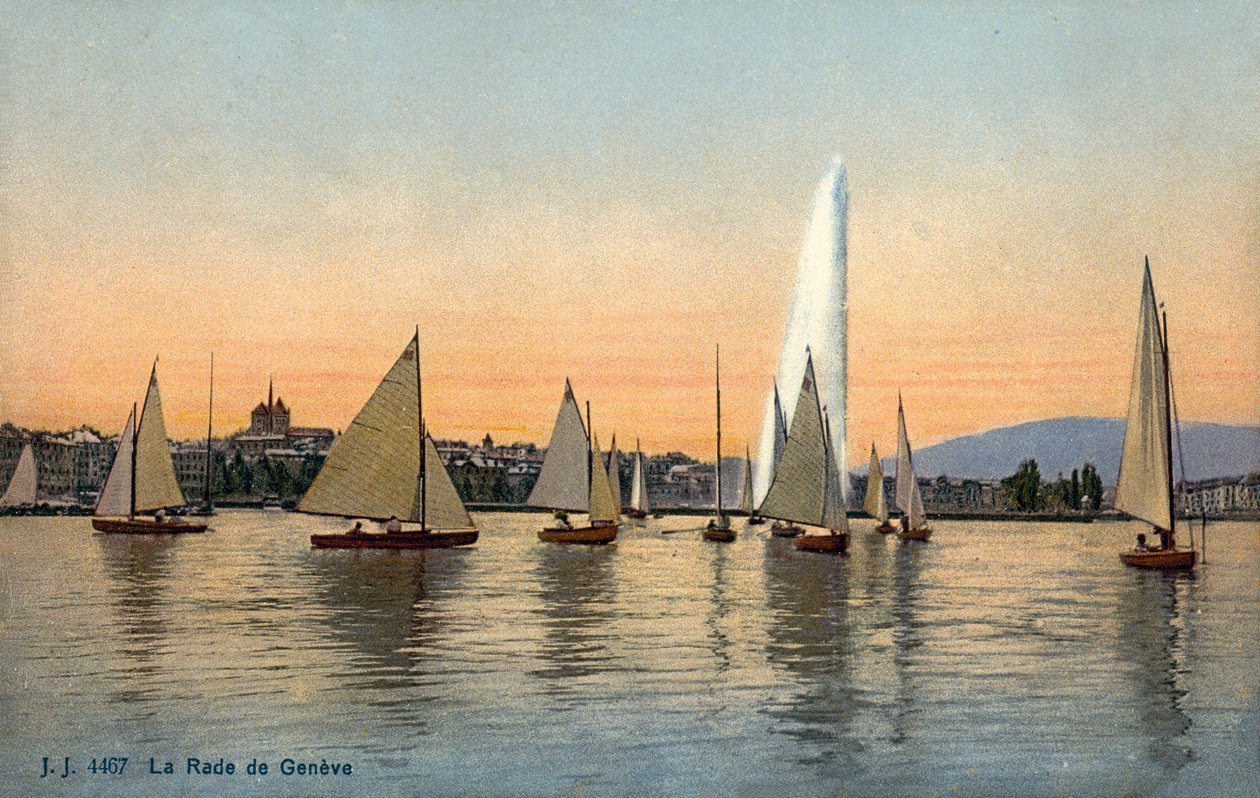 Jachten in de haven van Genève, Zwitserland (foto) door Photographer Swiss