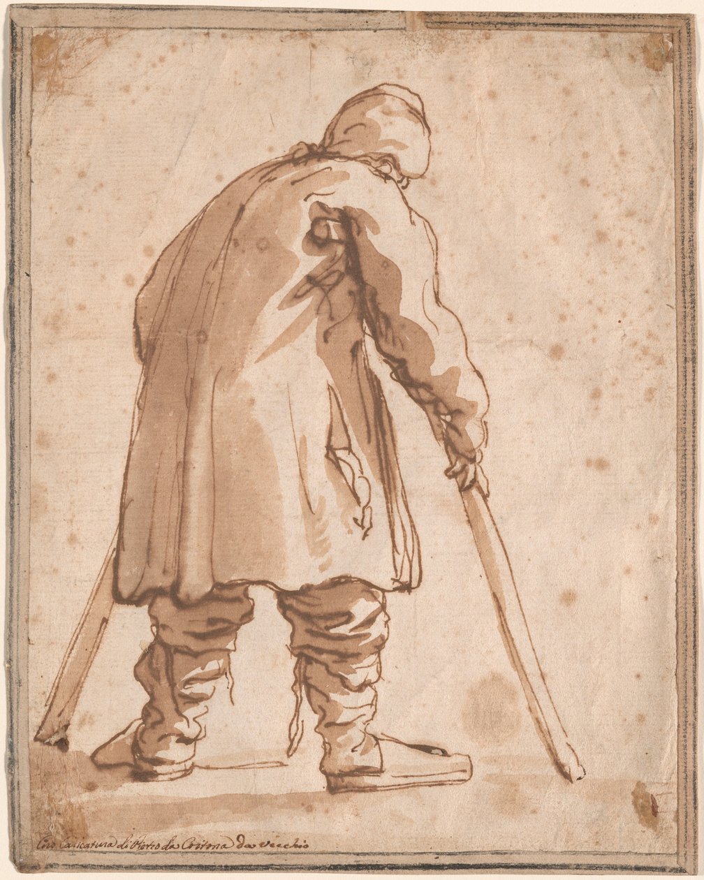 Karikatuur van een man, naar verluidt Pietro da Cortona door Pier Francesco Mola