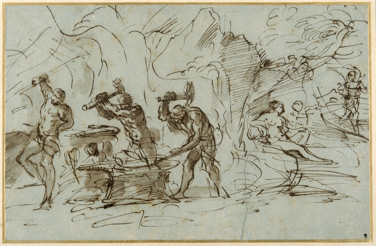 De smidse van Vulcanus door Pier Francesco Mola