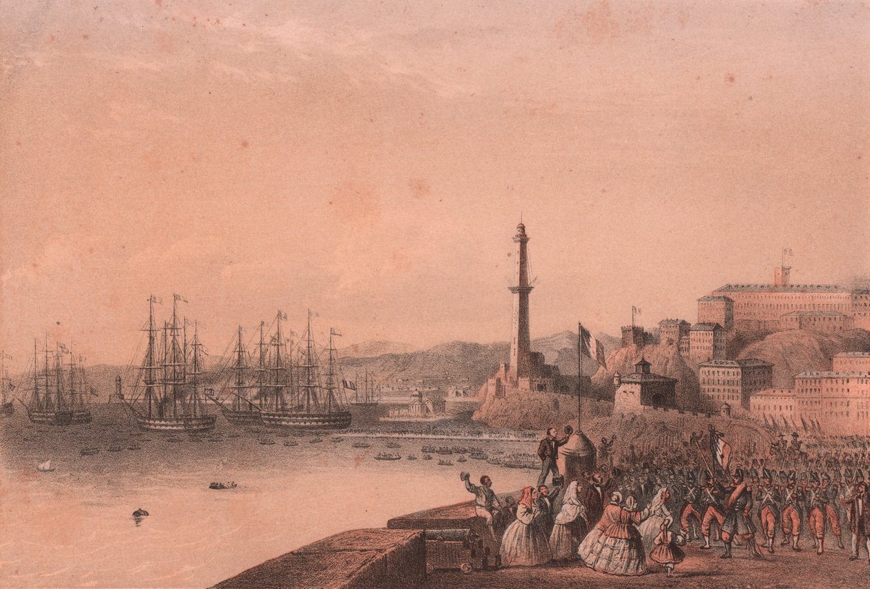 Landing van Franse troepen in Genua, Ligurië door Blaise Nicolas Le Sueur