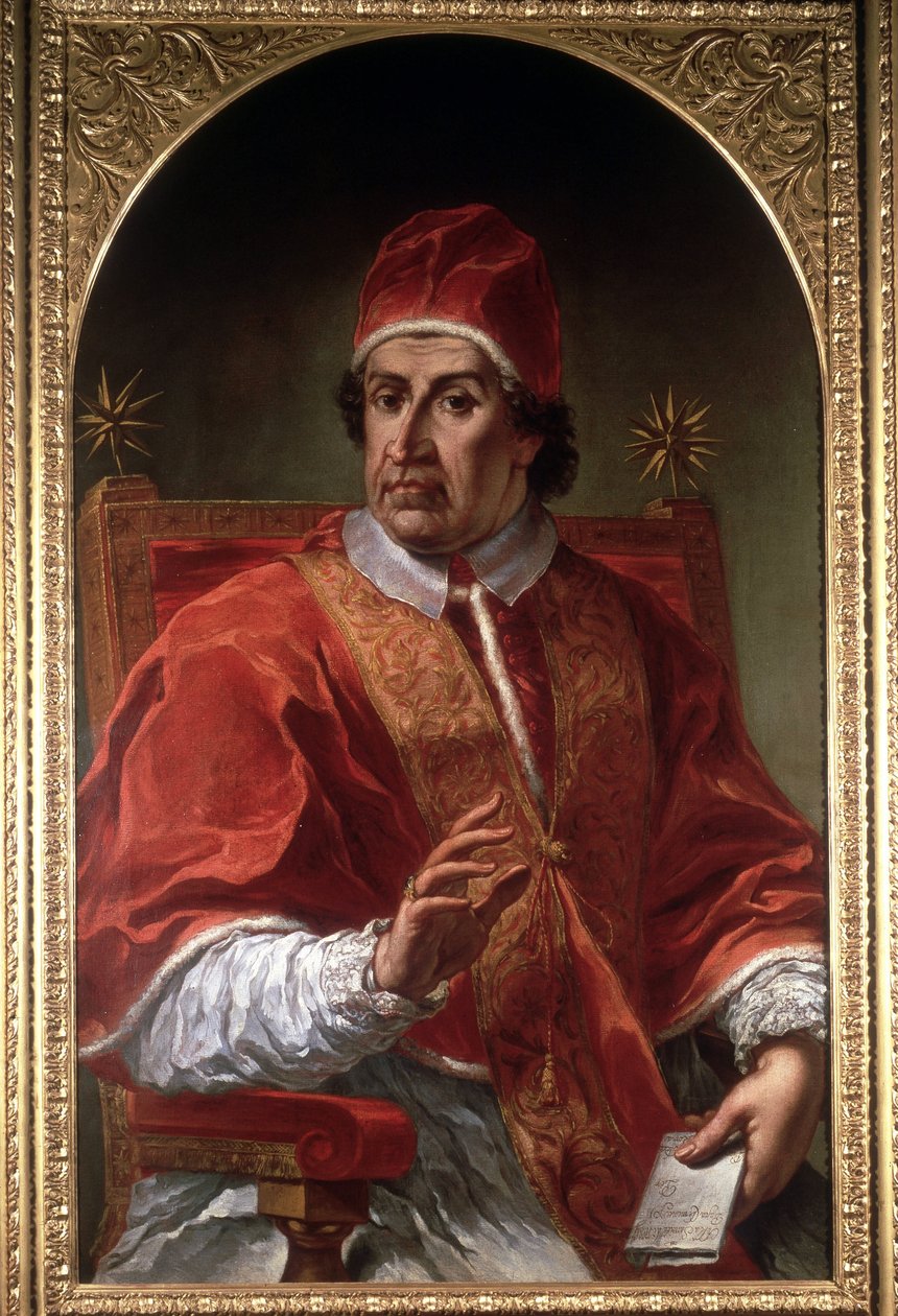 Portret van Clemens XI (1649 - 1721) door Pier Leone Ghezzi. Museo di Roma. Rome door Pier Leone Ghezzi