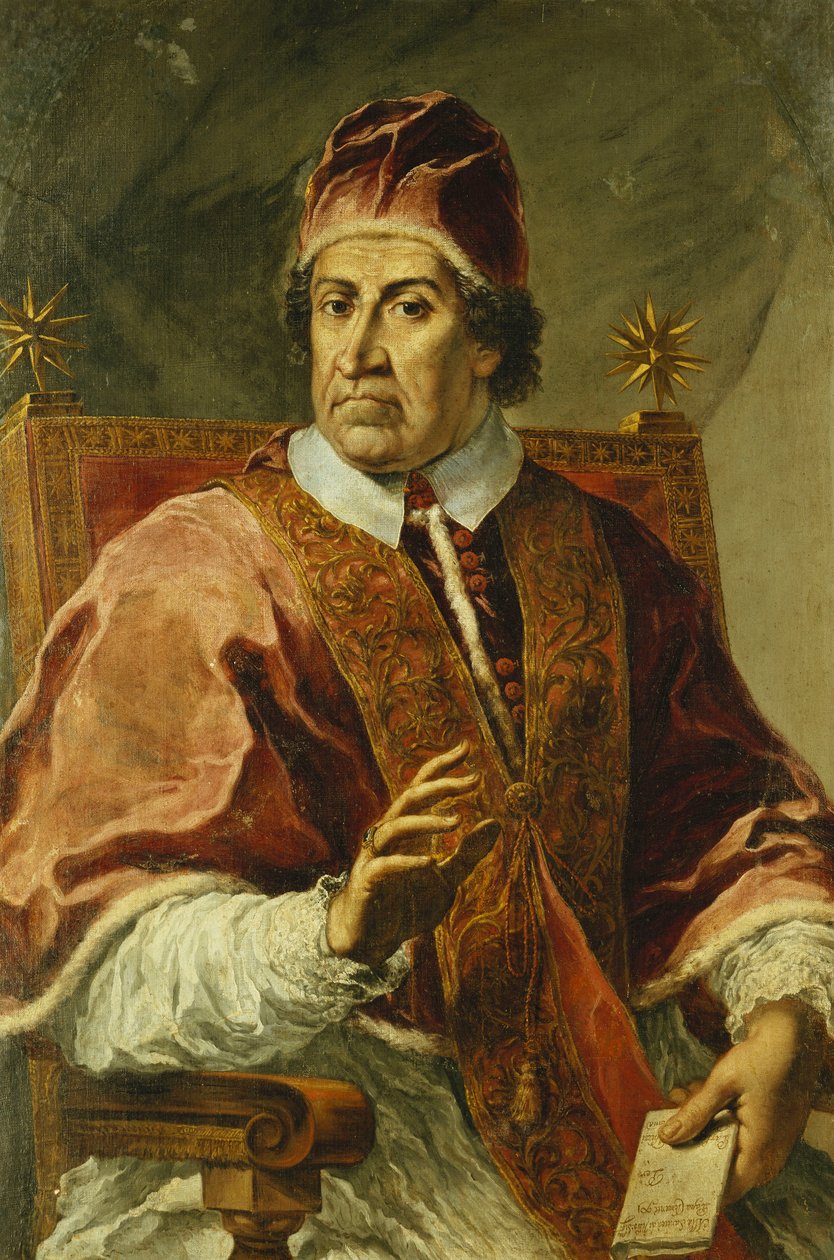 Portret van Paus Clemens XI, Zittend Halflang, in Pauselijke Gewaden, Met een Brief door Pier Leone Ghezzi