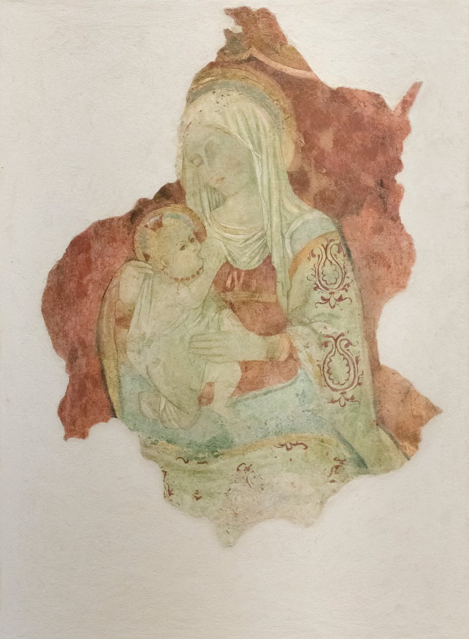 Moeder die het kind voedt, c.1476 (fresco overgebracht op doek) door Pier Palma da Fermo