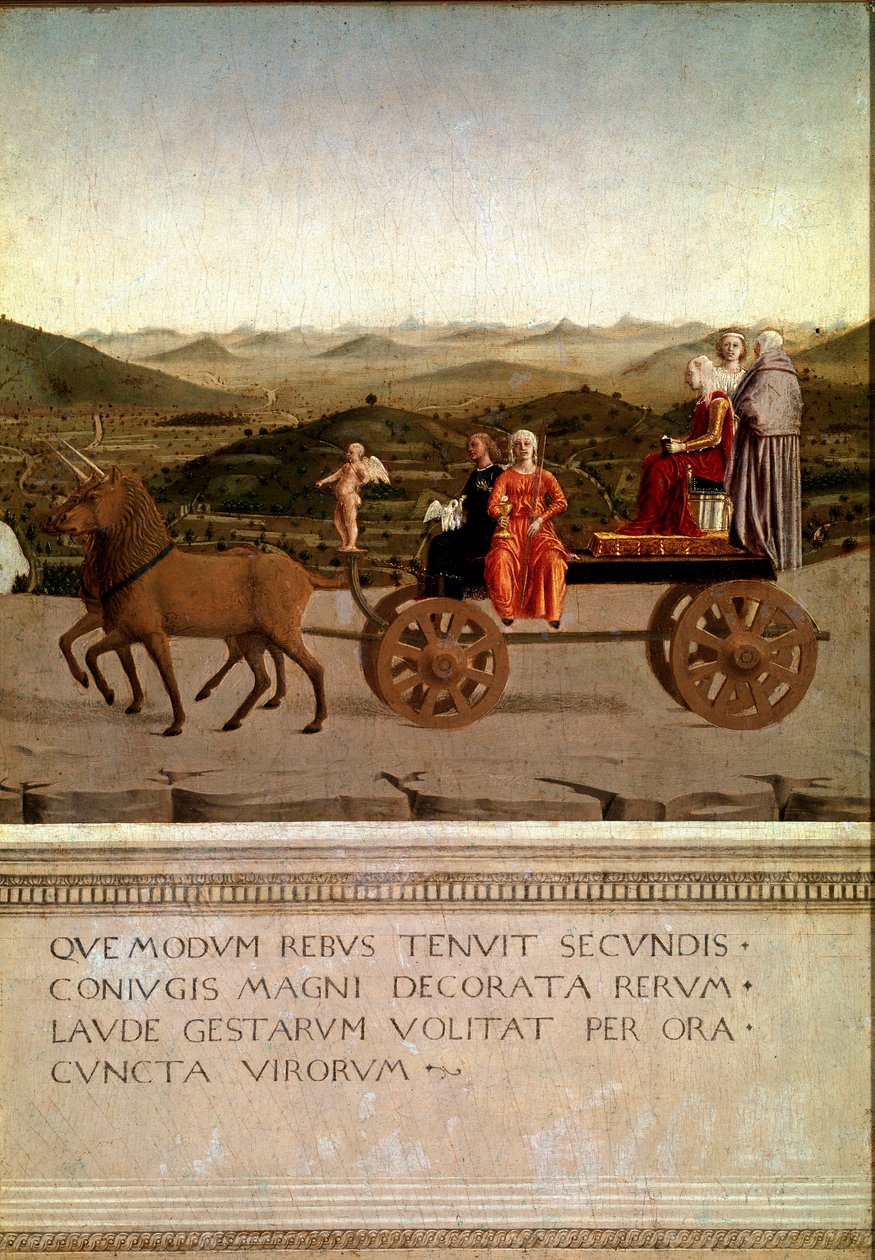 Diptiek van de triomf van Federico da Montefeltro en Battista Sforza, detail door Piero della Francesca
