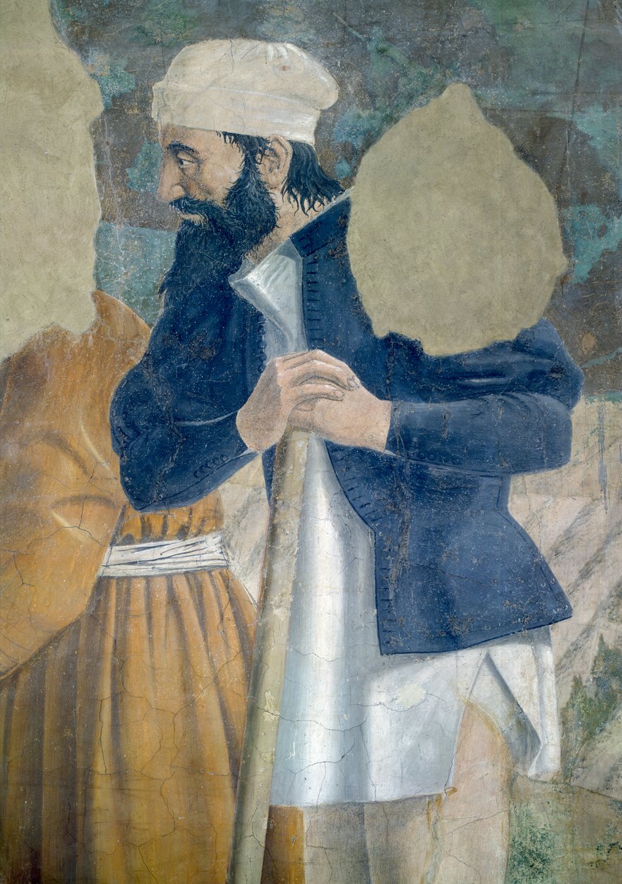 De Legende van het Ware Kruis, de Ontdekking van het Kruis, toeschouwer (detail) door Piero della Francesca