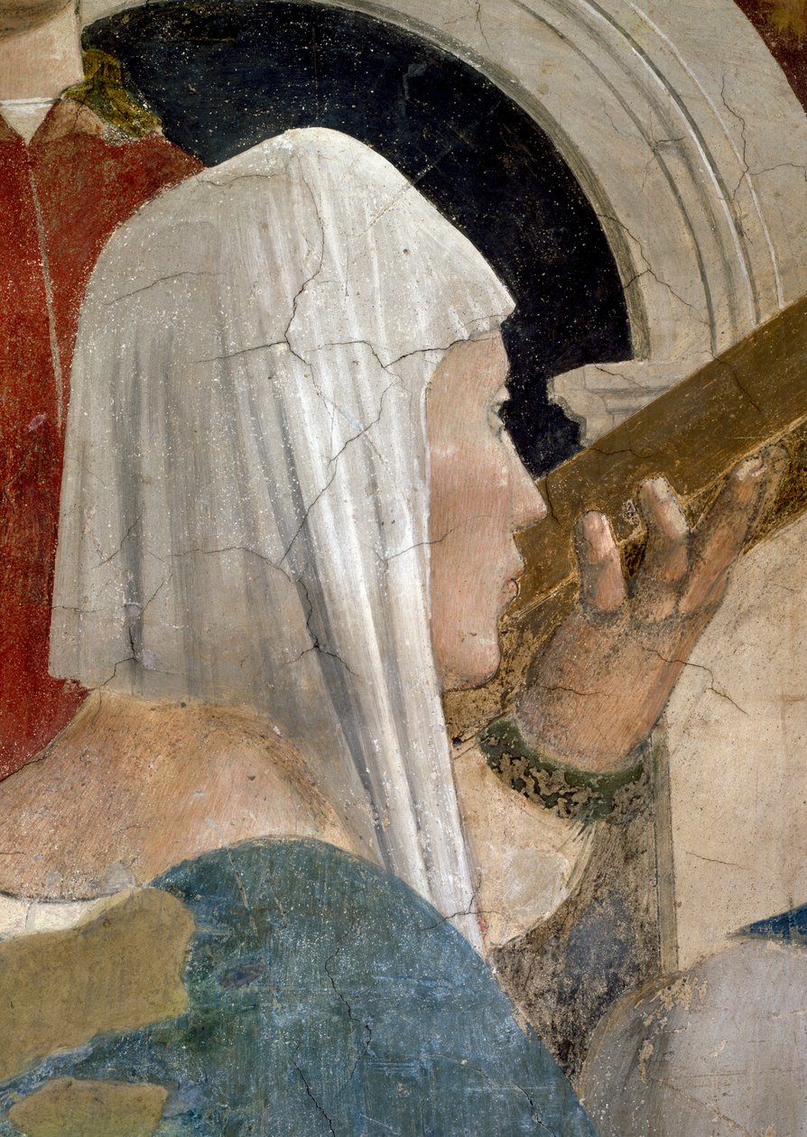 De Legende van het Ware Kruis, de Verificatie van het Kruis, de Koningin van Sheba Kust het Kruis (detail) door Piero della Francesca