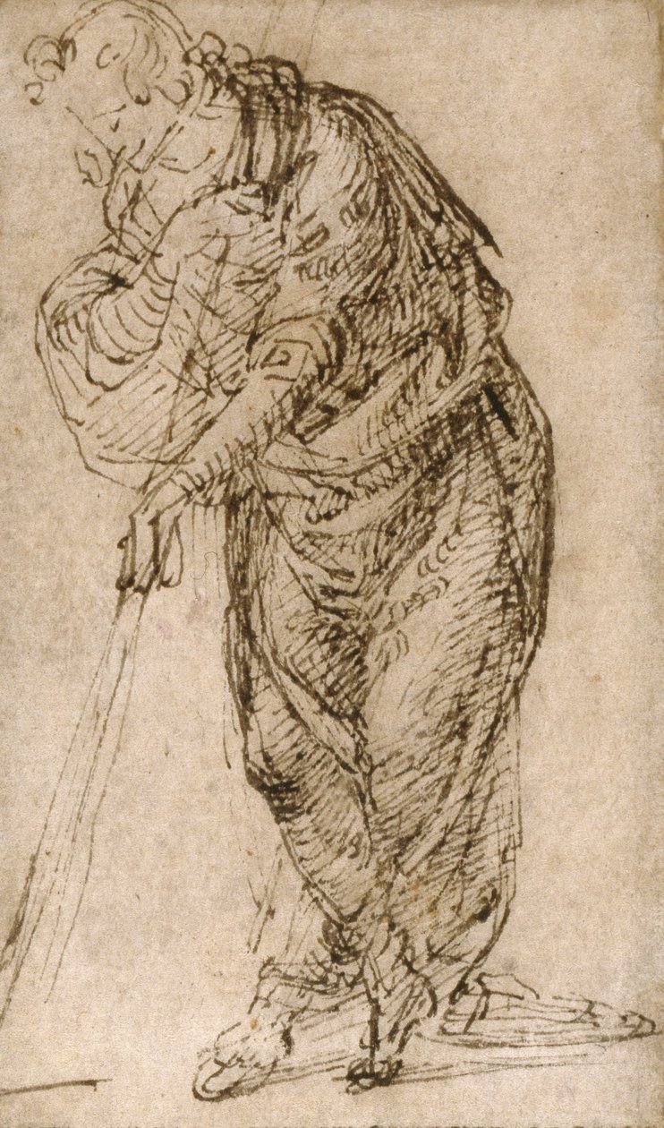 Staande Figuur Leunend op een Staf door Piero di Cosimo