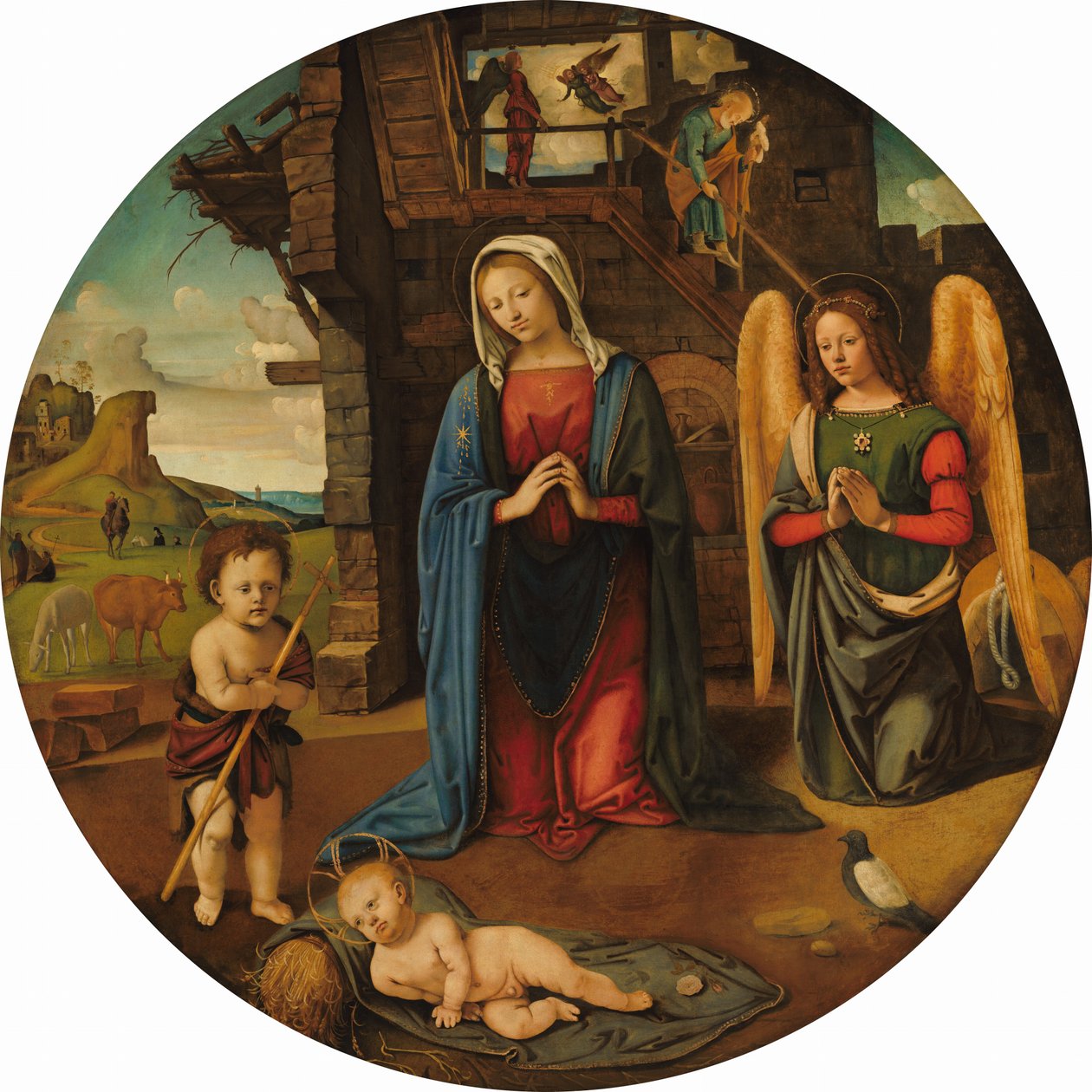 De Geboorte met de Heilige Johannes de Doper, ca. 1495-1505 door Piero di Cosimo