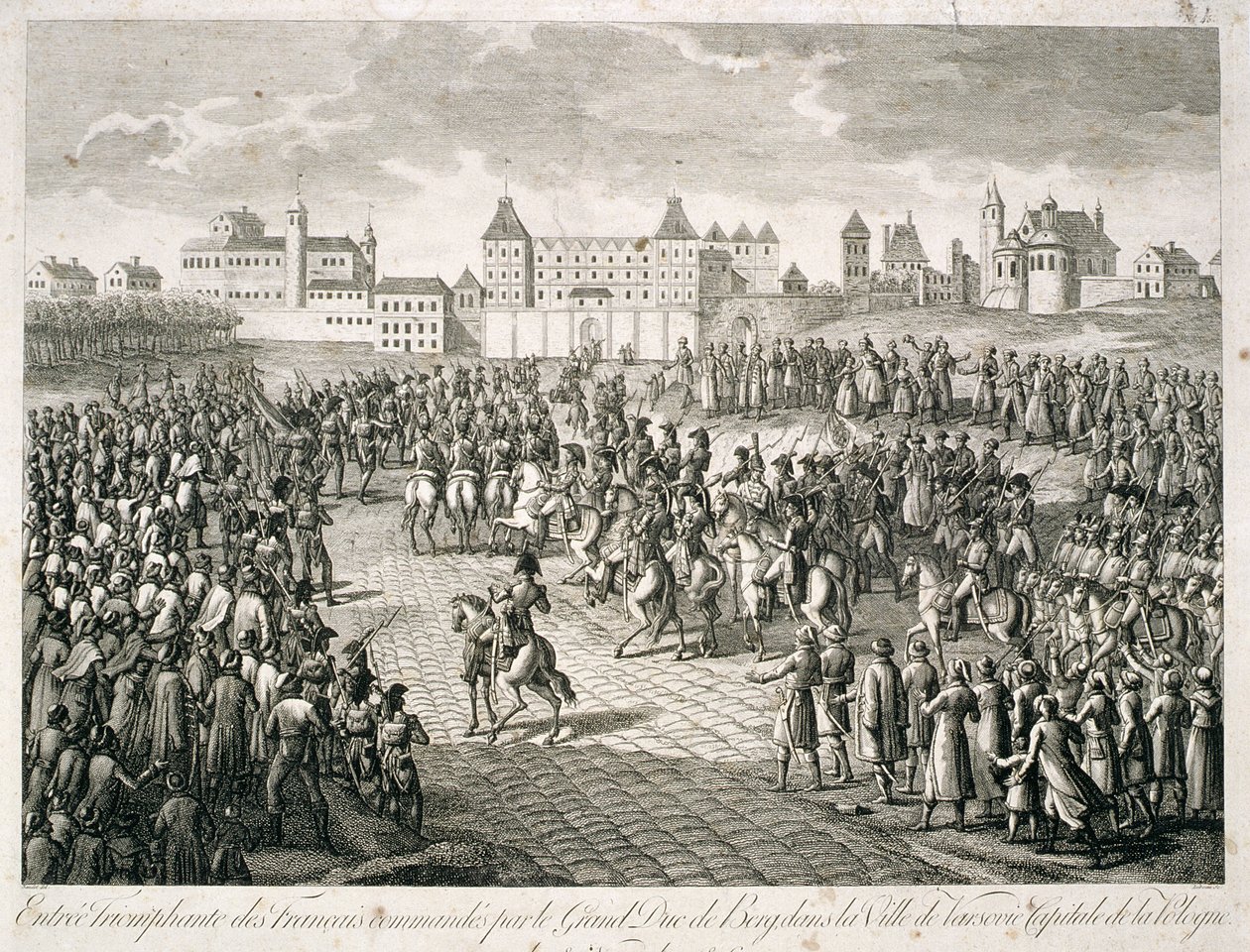 Triomfantelijke intocht van de Fransen in Warschau in 1806 onder bevel van Groothertog Berg, 1810 door Pierre Adrien Le Beau