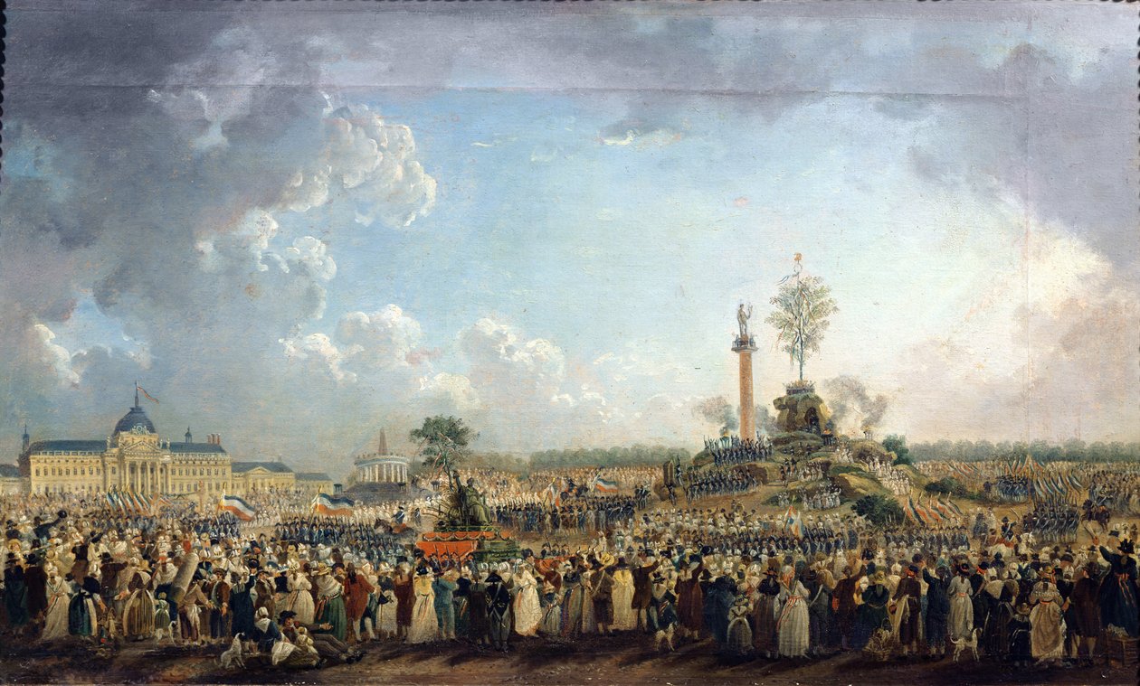 Het festival van het Opperwezen op de Champ de Mars, 8 juni 1794 (20 Prairial Jaar II) door Pierre Antoine Demachy