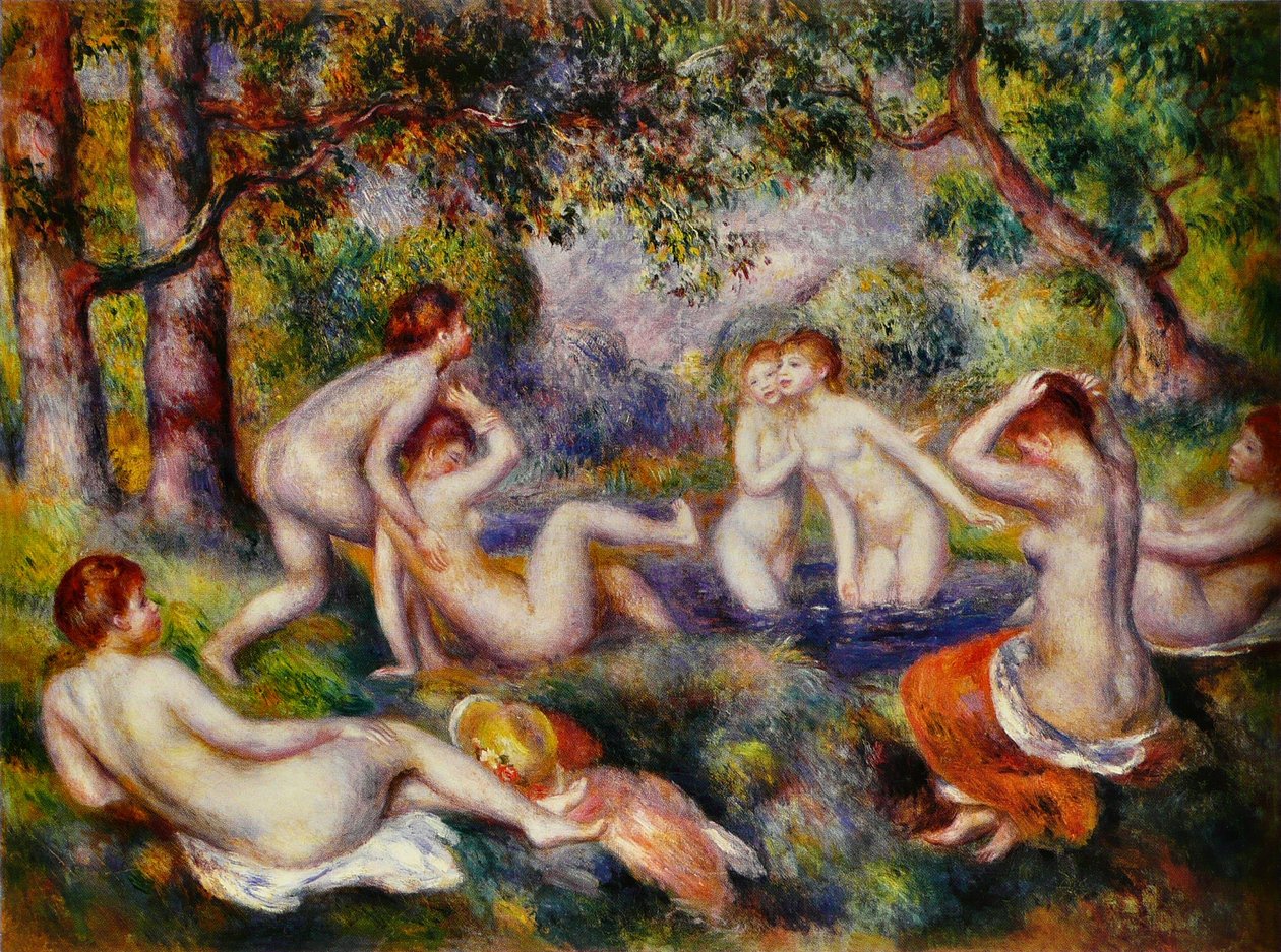 Baadsters in het bos door Pierre Auguste Renoir